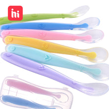 Load image into Gallery viewer, Hot Sale Baby Soft Silicone Spoon Candy Color Temperature Sensing Spoon Children Food Baby Feeding Tools Infant Feeding Spoon