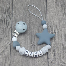 Load image into Gallery viewer, XCQGH Personalized Name Handmade Pacifier Clips Holder Chain Silicone Pacifier Chains Five Star Baby Teether Teething Chain
