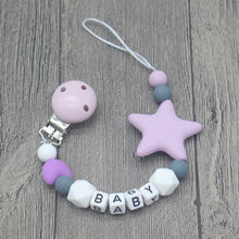 Load image into Gallery viewer, XCQGH Personalized Name Handmade Pacifier Clips Holder Chain Silicone Pacifier Chains Five Star Baby Teether Teething Chain

