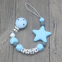 Load image into Gallery viewer, XCQGH Personalized Name Handmade Pacifier Clips Holder Chain Silicone Pacifier Chains Five Star Baby Teether Teething Chain
