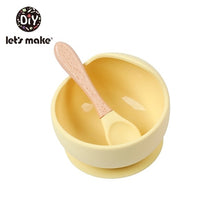Load image into Gallery viewer, Let'S Make 1set Silicone Baby Feeding Set Waterproof Spoon Non-Slip Feedings Silicone Bowl Tableware Baby Products Baby Plate
