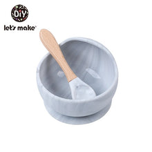 Load image into Gallery viewer, Let'S Make 1set Silicone Baby Feeding Set Waterproof Spoon Non-Slip Feedings Silicone Bowl Tableware Baby Products Baby Plate
