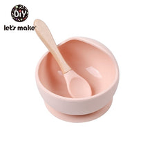 Load image into Gallery viewer, Let'S Make 1set Silicone Baby Feeding Set Waterproof Spoon Non-Slip Feedings Silicone Bowl Tableware Baby Products Baby Plate
