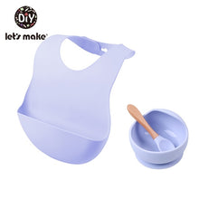 Load image into Gallery viewer, Let'S Make 1set Silicone Baby Feeding Set Waterproof Spoon Non-Slip Feedings Silicone Bowl Tableware Baby Products Baby Plate
