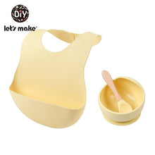 Load image into Gallery viewer, Let'S Make 1set Silicone Baby Feeding Set Waterproof Spoon Non-Slip Feedings Silicone Bowl Tableware Baby Products Baby Plate
