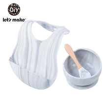 Load image into Gallery viewer, Let'S Make 1set Silicone Baby Feeding Set Waterproof Spoon Non-Slip Feedings Silicone Bowl Tableware Baby Products Baby Plate
