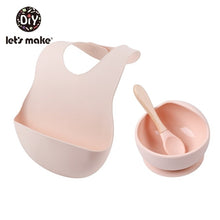 Load image into Gallery viewer, Let'S Make 1set Silicone Baby Feeding Set Waterproof Spoon Non-Slip Feedings Silicone Bowl Tableware Baby Products Baby Plate
