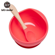Load image into Gallery viewer, Let'S Make 1set Silicone Baby Feeding Set Waterproof Spoon Non-Slip Feedings Silicone Bowl Tableware Baby Products Baby Plate
